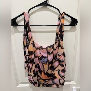 Free People Ruched Mesh Top